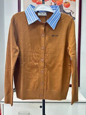 Miu Miu Lapel Cashmere Knit Cardigan Sz S